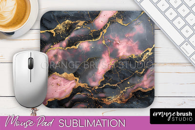 Marble Texture Mouse Pad, 3D Marble Mousepad Sublimation Sublimation OrangeBrushStudio 