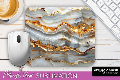 Marble Texture Mouse Pad, 3D Marble Mousepad Sublimation Sublimation OrangeBrushStudio 