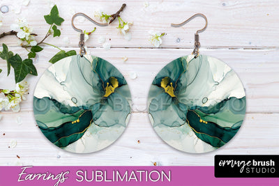 Marble Texture Round Earring Sublimation, Abstract Earrings Sublimation OrangeBrushStudio 