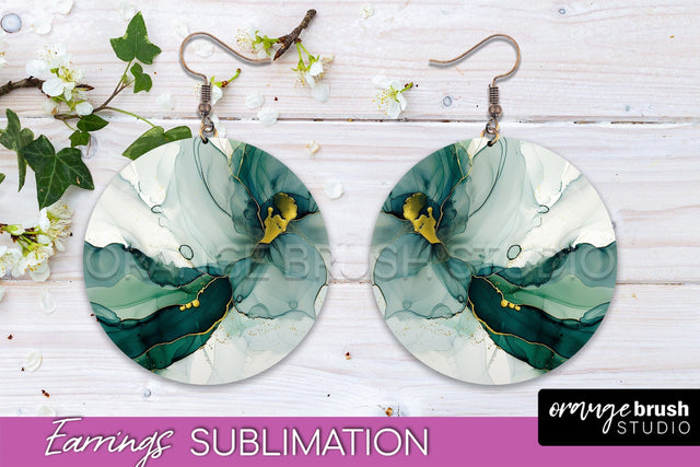 Marble Texture Round Earring Sublimation, Abstract Earrings Sublimation OrangeBrushStudio 