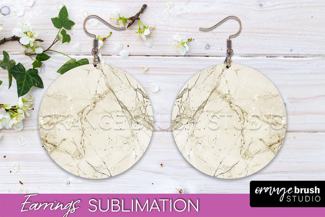 Marble Texture Round Earring Sublimation, Abstract Earrings Sublimation OrangeBrushStudio 
