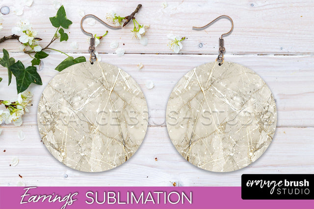 Marble Texture Round Earring Sublimation, Abstract Earrings Sublimation OrangeBrushStudio 