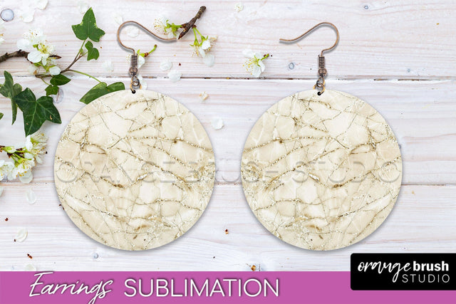 Marble Texture Round Earring Sublimation, Abstract Earrings Sublimation OrangeBrushStudio 