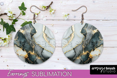 Marble Texture Round Earring Sublimation, Abstract Earrings Sublimation OrangeBrushStudio 