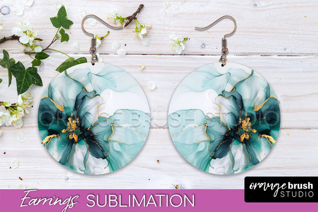 Marble Texture Round Earring Sublimation, Abstract Earrings Sublimation OrangeBrushStudio 