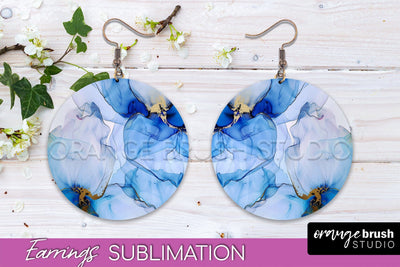 Marble Texture Round Earring Sublimation, Abstract Earrings Sublimation OrangeBrushStudio 