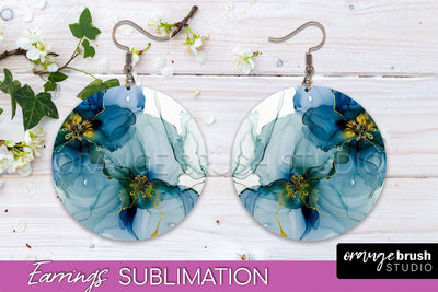 Marble Texture Round Earring Sublimation, Abstract Earrings Sublimation OrangeBrushStudio 