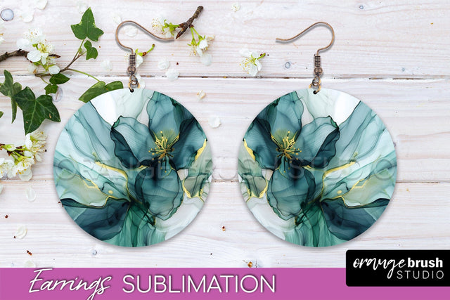 Marble Texture Round Earring Sublimation, Abstract Earrings Sublimation OrangeBrushStudio 