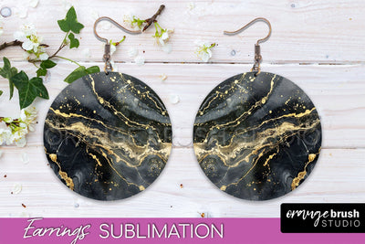 Marble Texture Round Earring Sublimation, Abstract Earrings Sublimation OrangeBrushStudio 