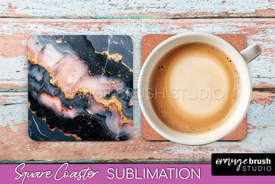 Marble Texture Square Coaster Sublimation - Marble Coaster Sublimation OrangeBrushStudio 