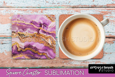 Marble Texture Square Coaster Sublimation - Marble Coaster Sublimation OrangeBrushStudio 