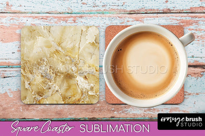 Marble Texture Square Coaster Sublimation - Marble Coaster Sublimation OrangeBrushStudio 