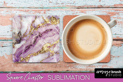 Marble Texture Square Coaster Sublimation - Marble Coaster Sublimation OrangeBrushStudio 