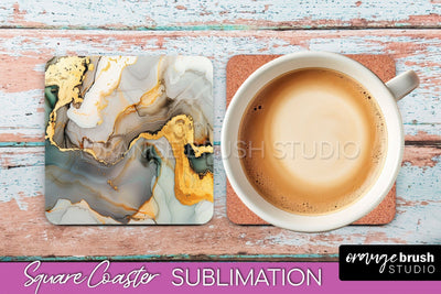 Marble Texture Square Coaster Sublimation - Marble Coaster Sublimation OrangeBrushStudio 