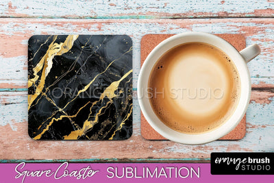 Marble Texture Square Coaster Sublimation - Marble Coaster Sublimation OrangeBrushStudio 