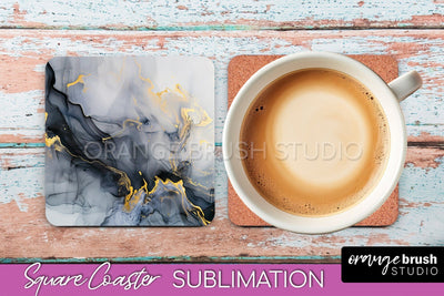 Marble Texture Square Coaster Sublimation - Marble Coaster Sublimation OrangeBrushStudio 