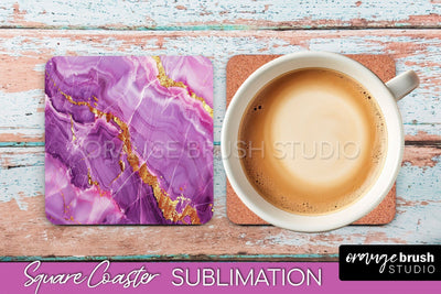 Marble Texture Square Coaster Sublimation - Marble Coaster Sublimation OrangeBrushStudio 