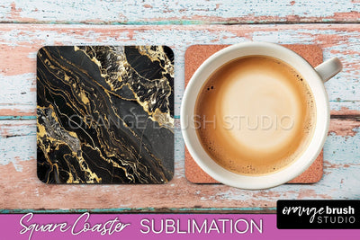 Marble Texture Square Coaster Sublimation - Marble Coaster Sublimation OrangeBrushStudio 