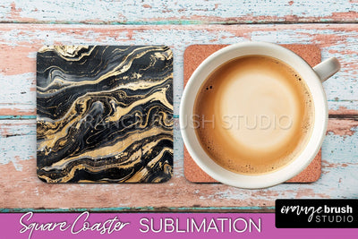 Marble Texture Square Coaster Sublimation - Marble Coaster Sublimation OrangeBrushStudio 