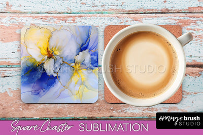 Marble Texture Square Coaster Sublimation - Marble Coaster Sublimation OrangeBrushStudio 