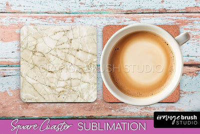 Marble Texture Square Coaster Sublimation - Marble Coaster Sublimation OrangeBrushStudio 