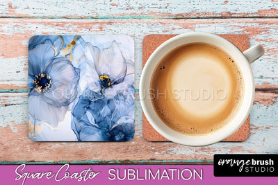 Marble Texture Square Coaster Sublimation - Marble Coaster Sublimation OrangeBrushStudio 