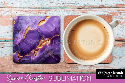 Marble Texture Square Coaster Sublimation - Marble Coaster Sublimation OrangeBrushStudio 