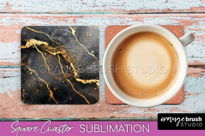 Marble Texture Square Coaster Sublimation - Marble Coaster Sublimation OrangeBrushStudio 