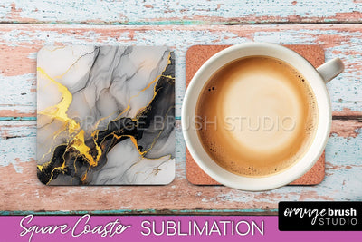 Marble Texture Square Coaster Sublimation - Marble Coaster Sublimation OrangeBrushStudio 
