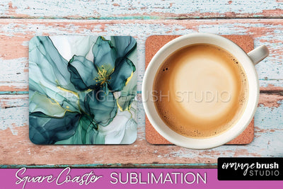 Marble Texture Square Coaster Sublimation - Marble Coaster Sublimation OrangeBrushStudio 