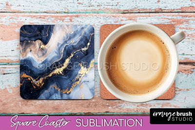 Marble Texture Square Coaster Sublimation - Marble Coaster Sublimation OrangeBrushStudio 