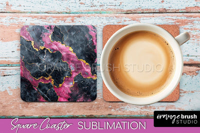 Marble Texture Square Coaster Sublimation - Marble Coaster Sublimation OrangeBrushStudio 