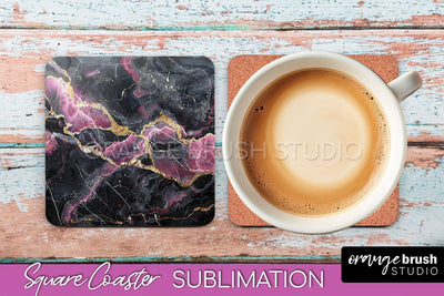 Marble Texture Square Coaster Sublimation - Marble Coaster Sublimation OrangeBrushStudio 