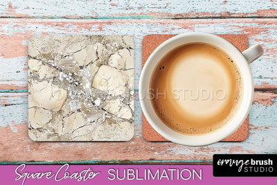 Marble Texture Square Coaster Sublimation - Marble Coaster Sublimation OrangeBrushStudio 