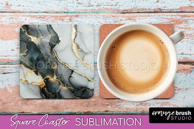 Marble Texture Square Coaster Sublimation - Marble Coaster Sublimation OrangeBrushStudio 