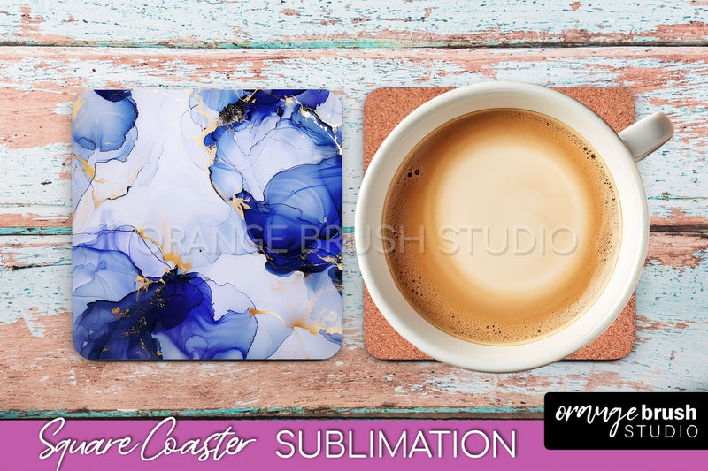 Marble Texture Square Coaster Sublimation - Marble Coaster Sublimation OrangeBrushStudio 