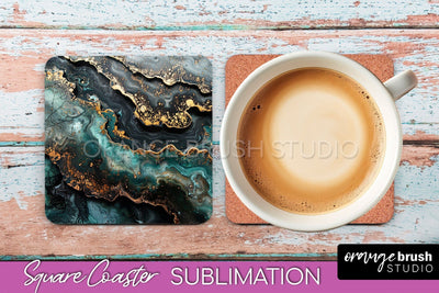 Marble Texture Square Coaster Sublimation - Marble Coaster Sublimation OrangeBrushStudio 