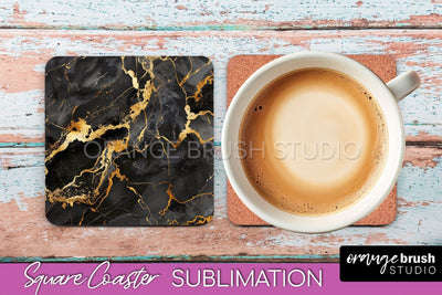 Marble Texture Square Coaster Sublimation - Marble Coaster Sublimation OrangeBrushStudio 