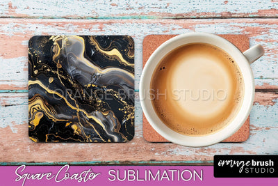 Marble Texture Square Coaster Sublimation - Marble Coaster Sublimation OrangeBrushStudio 