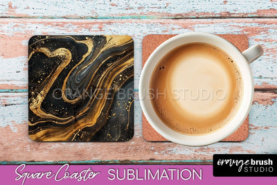 Marble Texture Square Coaster Sublimation - Marble Coaster Sublimation OrangeBrushStudio 