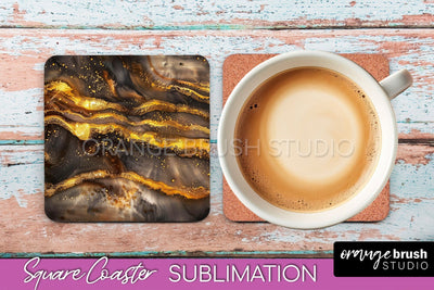 Marble Texture Square Coaster Sublimation - Marble Coaster Sublimation OrangeBrushStudio 