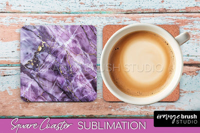 Marble Texture Square Coaster Sublimation - Marble Coaster Sublimation OrangeBrushStudio 