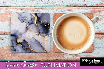 Marble Texture Square Coaster Sublimation - Marble Coaster Sublimation OrangeBrushStudio 