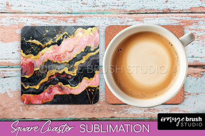 Marble Texture Square Coaster Sublimation - Marble Coaster Sublimation OrangeBrushStudio 
