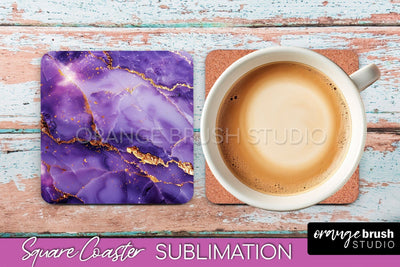 Marble Texture Square Coaster Sublimation - Marble Coaster Sublimation OrangeBrushStudio 