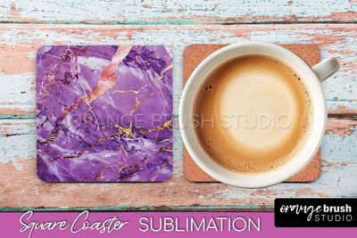 Marble Texture Square Coaster Sublimation - Marble Coaster Sublimation OrangeBrushStudio 