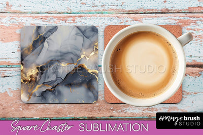 Marble Texture Square Coaster Sublimation - Marble Coaster Sublimation OrangeBrushStudio 