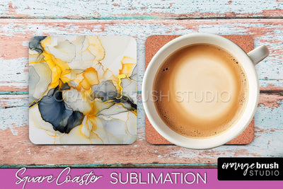 Marble Texture Square Coaster Sublimation - Marble Coaster Sublimation OrangeBrushStudio 
