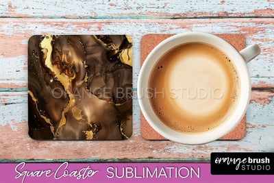 Marble Texture Square Coaster Sublimation - Marble Coaster Sublimation OrangeBrushStudio 