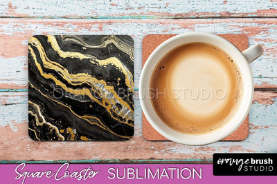 Marble Texture Square Coaster Sublimation - Marble Coaster Sublimation OrangeBrushStudio 